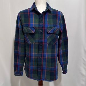 Express Grid Plaid Double Pocket Sweater Flannel Shirt. Size: M